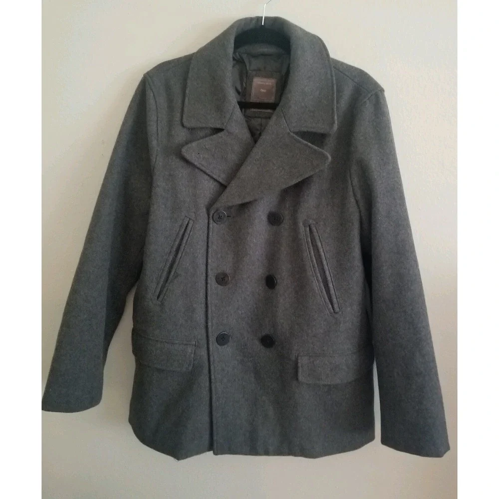 GAP Women Wool Blend Jacket Coat Peacoat Sz M Gray double breasted lined